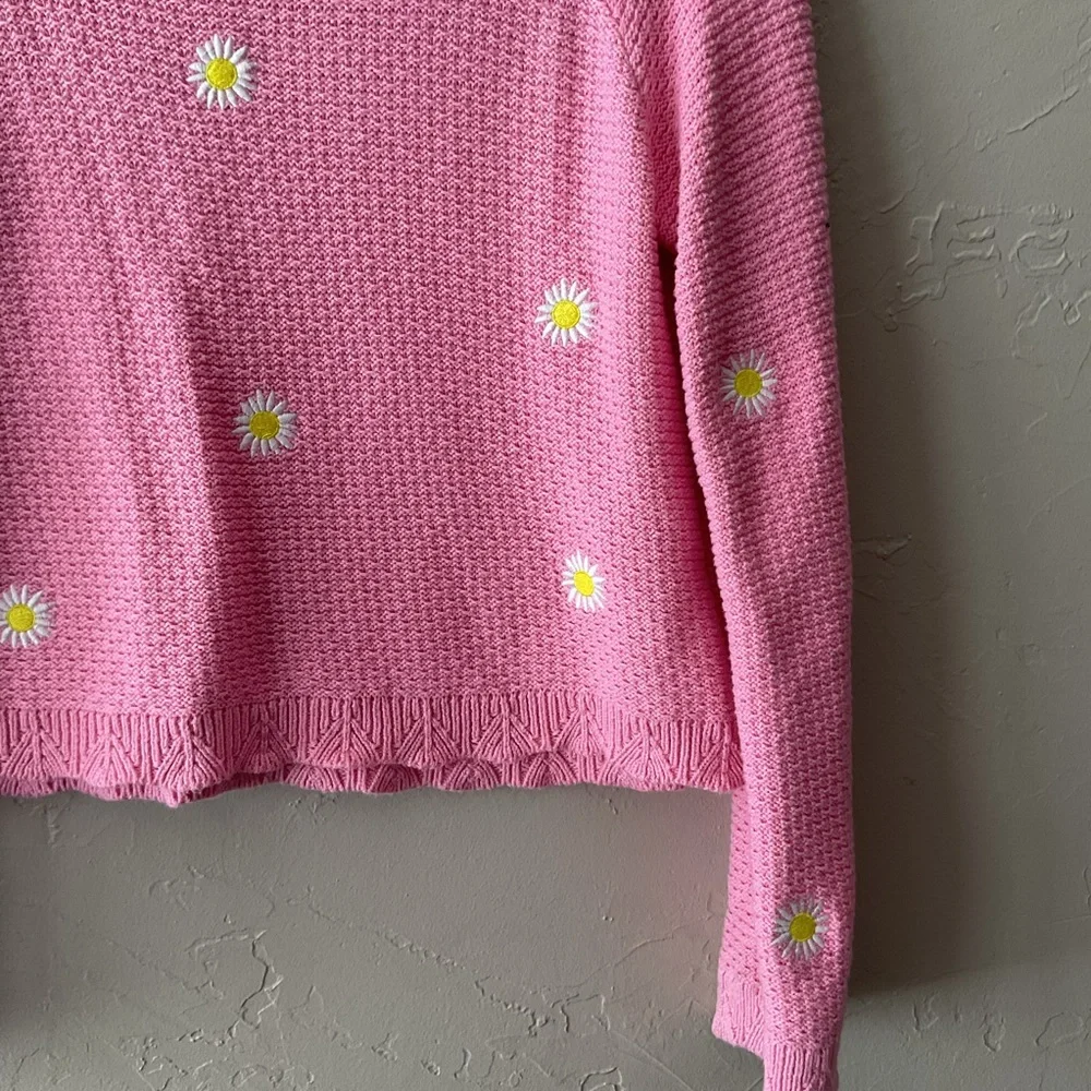 Old Navy Pink Kids Sweater with Daisy Embroidery